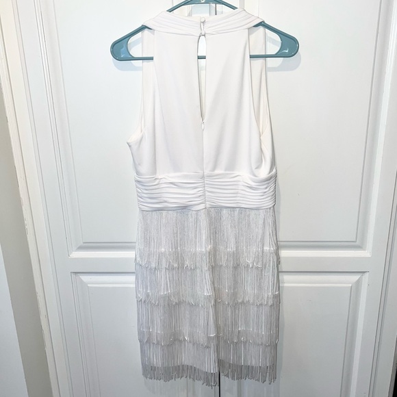 Boston Proper Flirty Fringe Mini Dress Pure White Sz 10 - Picture 5 of 7
